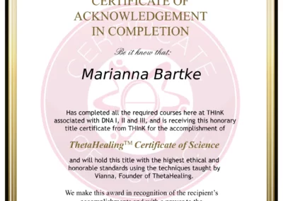 Theta Healing Certificate of Science - Marianna Bartke